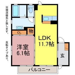 クレール東田Cの物件間取画像